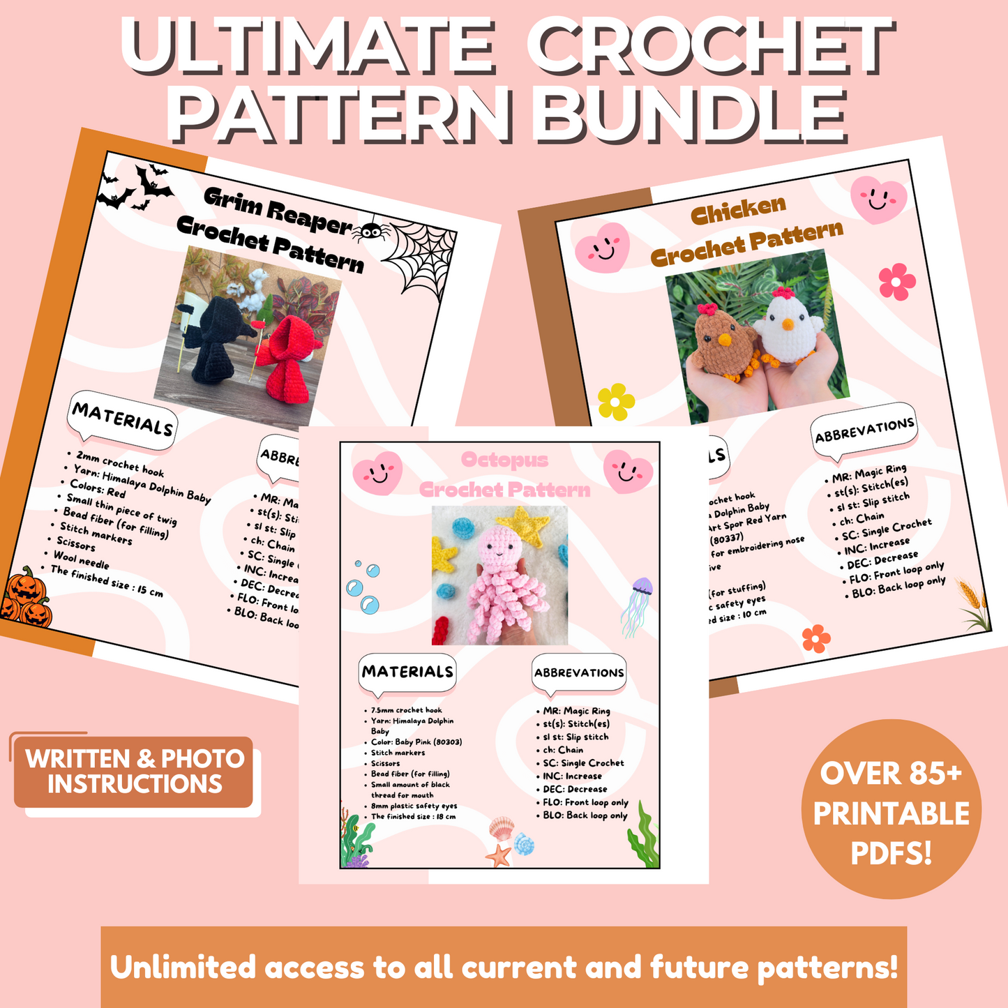 800+ Crochet Patterns, Crochet Pattern Bundle, Amigurumi Crochet Patterns, Include Ultimate Crochet Guide eBook