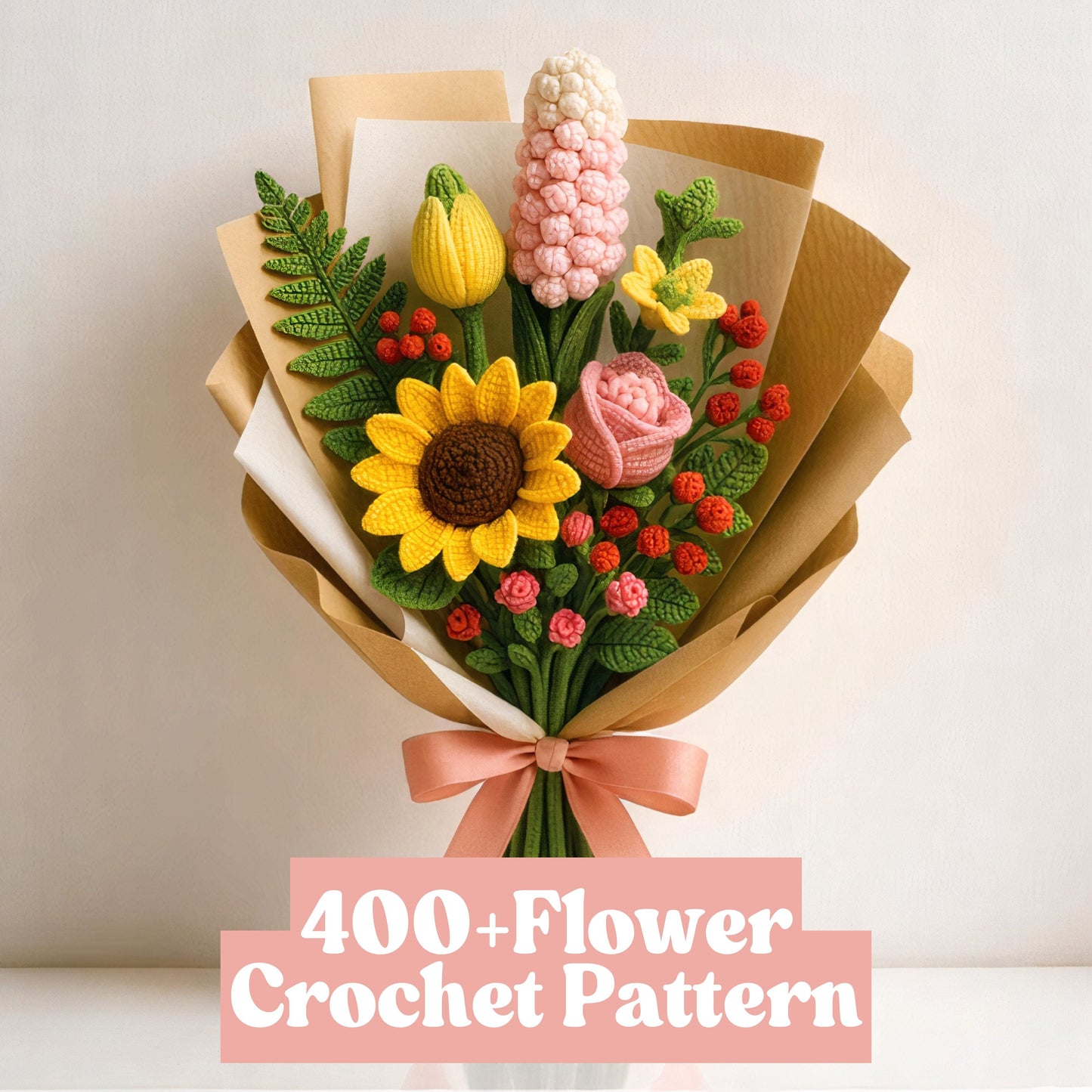 400+ Flower Bouquet Crochet Pattern, Plant, Flower Pot, Hanging Flower, Tulip, Rose for Anniversary, Birthday, Graduation, Mother