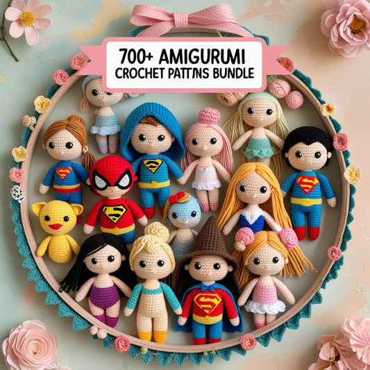 700+ Amigurumi Crochet Patterns Cartoon Crochet PATTERN Set Amigurumi Bundle, Princess Fairytale Superhero Doll Studio Cute Plush Toys, Bunny, Fox, Bear, Elephant