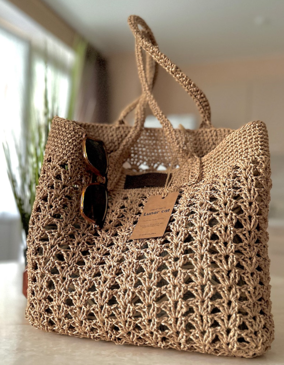 Crochet PATTERN Raffia Soft Beach Aesthetic Bag Oversize Slouchy Straw Summer Handbag Granny Square Crochet Purse