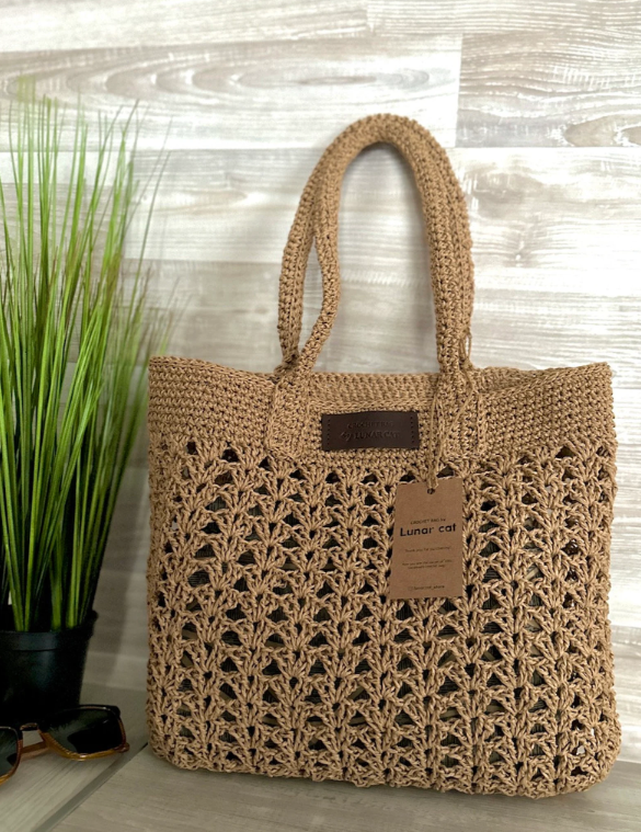 Crochet PATTERN Raffia Soft Beach Aesthetic Bag Oversize Slouchy Straw Summer Handbag Granny Square Crochet Purse