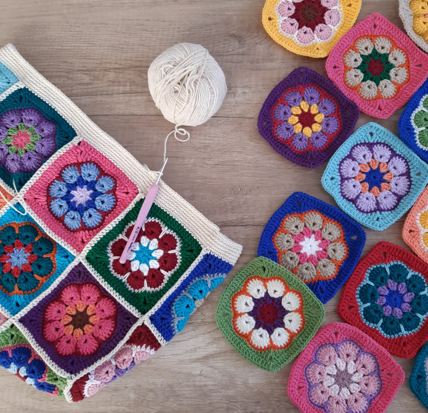 Flower Square Pattern Easy Crochet Pattern Crochet African Daisy Granny Square PDF Flower Pattern
