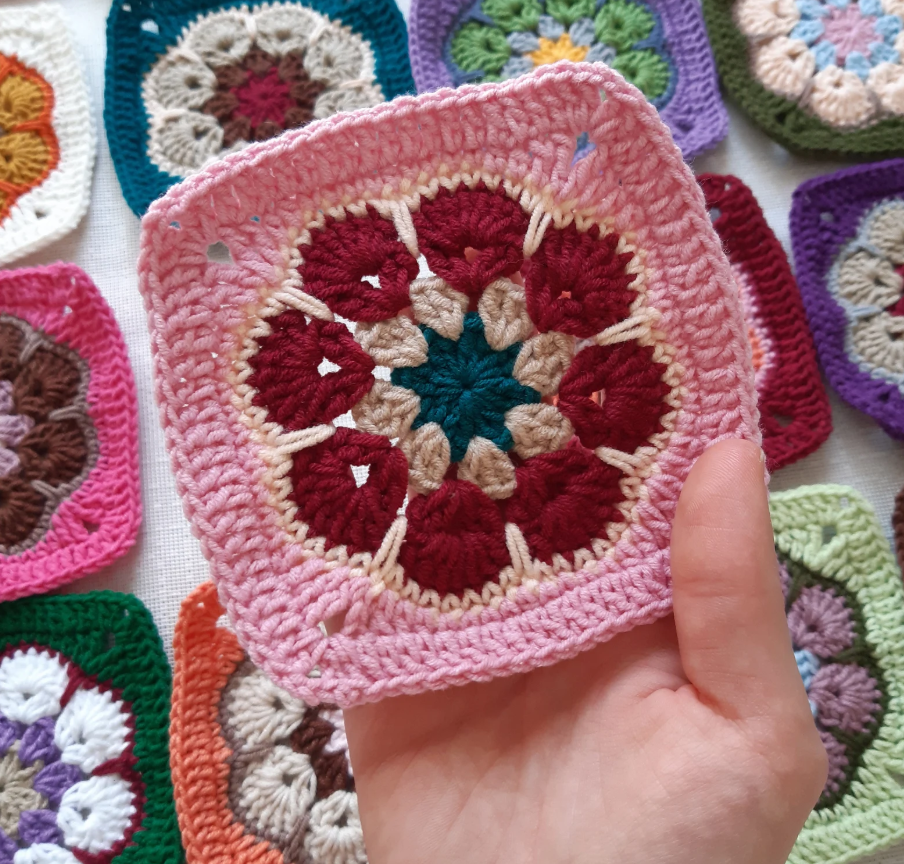 Flower Square Pattern Easy Crochet Pattern Crochet African Daisy Granny Square PDF Flower Pattern
