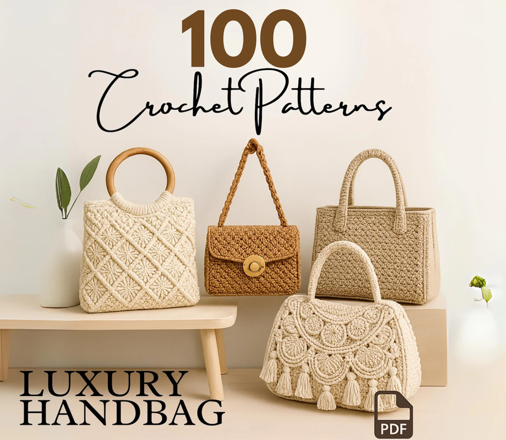99+ Luxury Crochet Handbag Patterns – Instant Download, boho, modern, vintage, and structured styles Crochet Pattern Bag bundle, PDF files